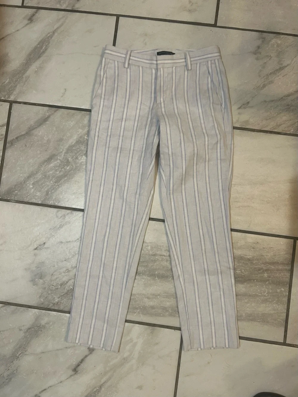 Banana Republic Linen White/blue striped Avery Pants 0
